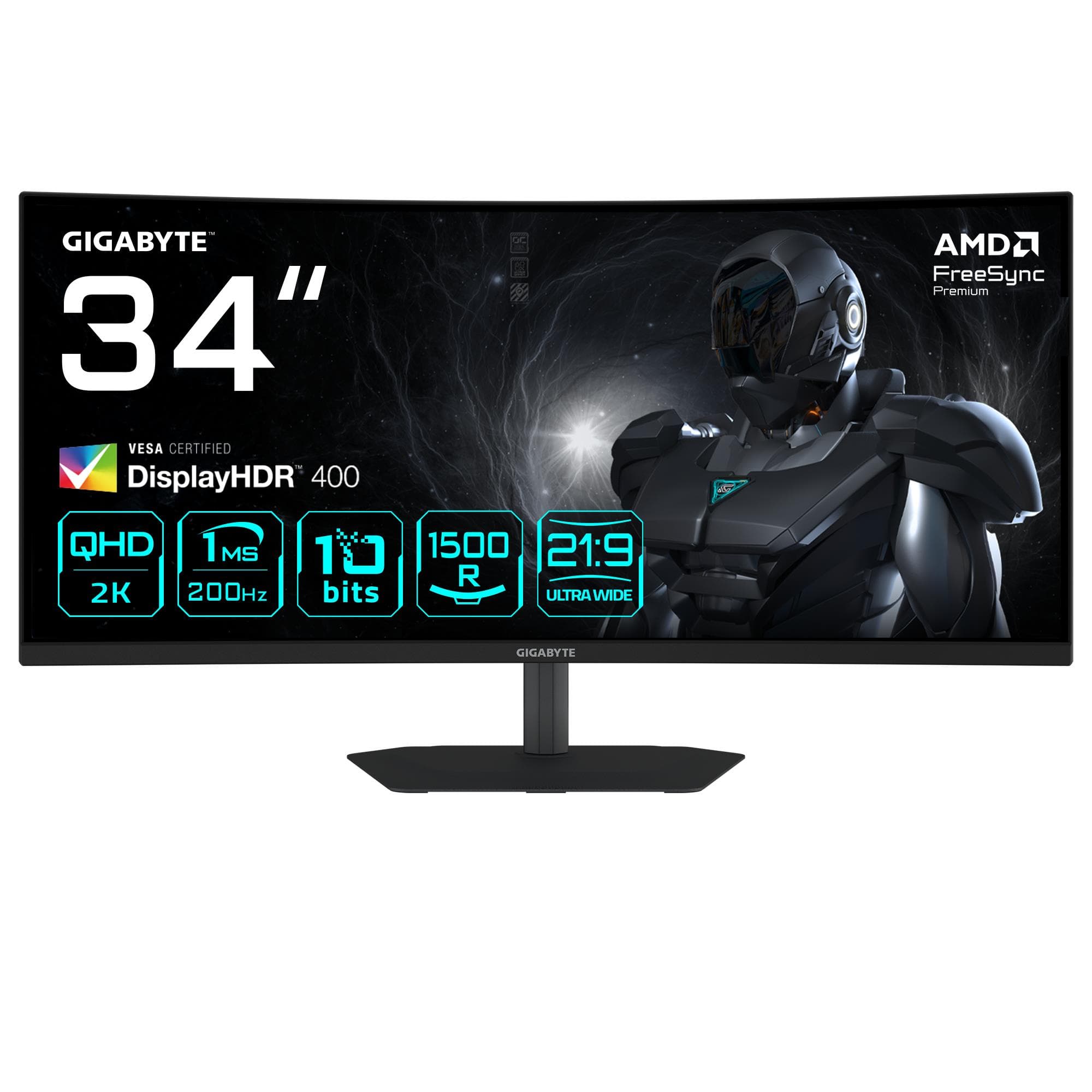 Gigabyte G34WQC2 gaming monitor, 34″, VA, UWQHD 21:9, 200 Hz