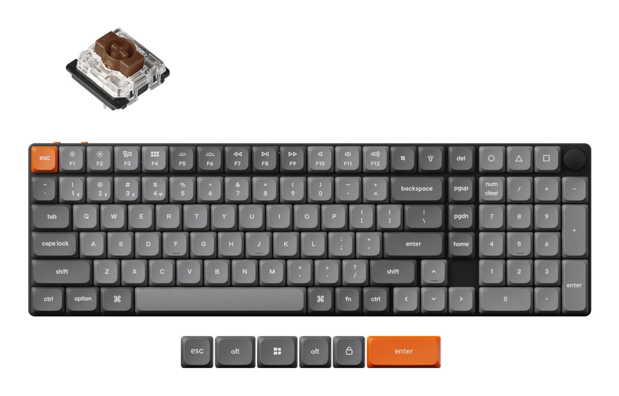 Keychron K17 Max mechanical keyboard, low-profile, wireless, Brown switches