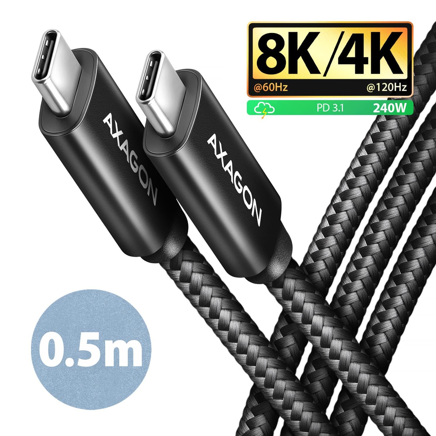 AXAGON BUCM4X-CM05AB USB-C Cable 240W 8K – Fast Charging Deal