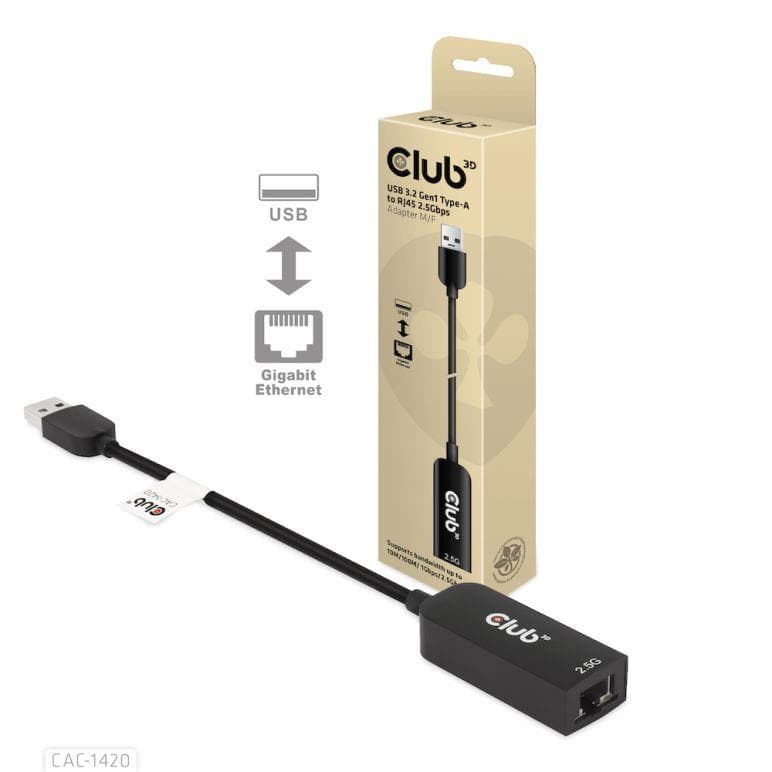 Võrguadapter Club 3D USB-A → RJ45 2,5 Gbps, CAC-1420
