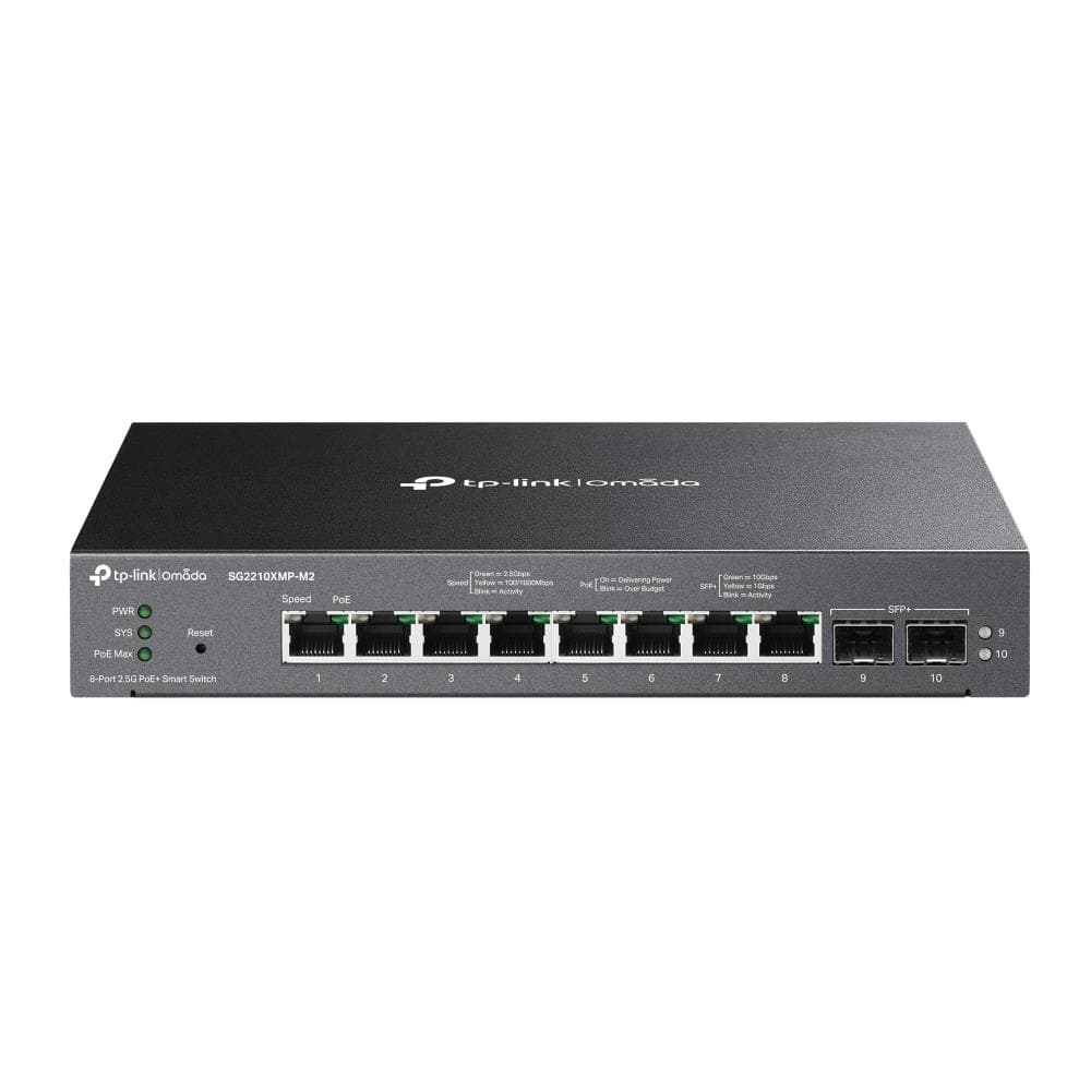 Коммутатор TP-Link Omada SG2210XMP-M2, 8 × 2,5G PoE+, 2 SFP+, 160 Вт