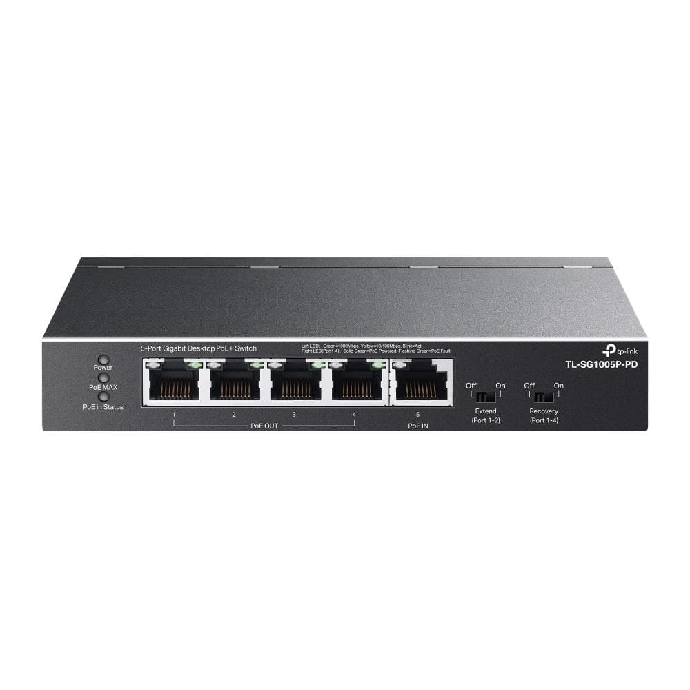 Коммутатор TP-Link TL-SG1005P-PD, питание по PoE++, 4 порта PoE+