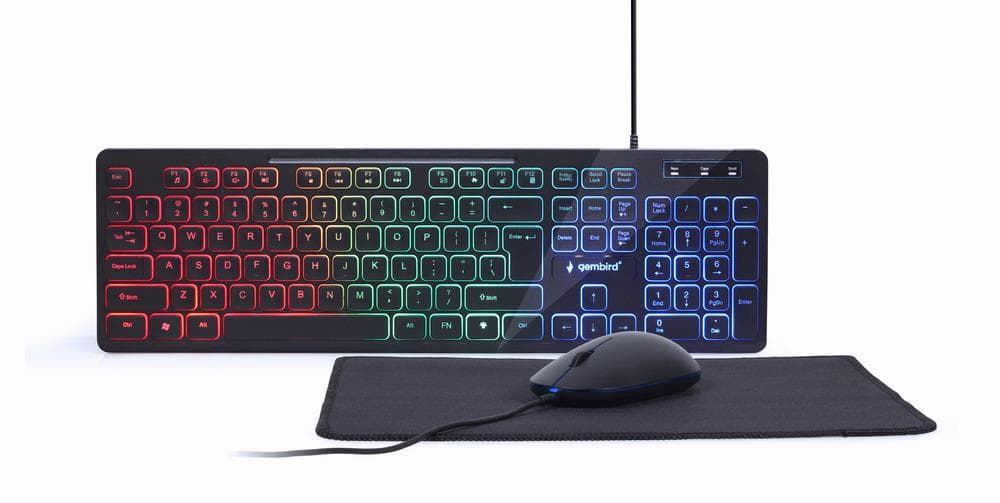Gembird USB Keyboard Mouse Combo Black Full-Size LED