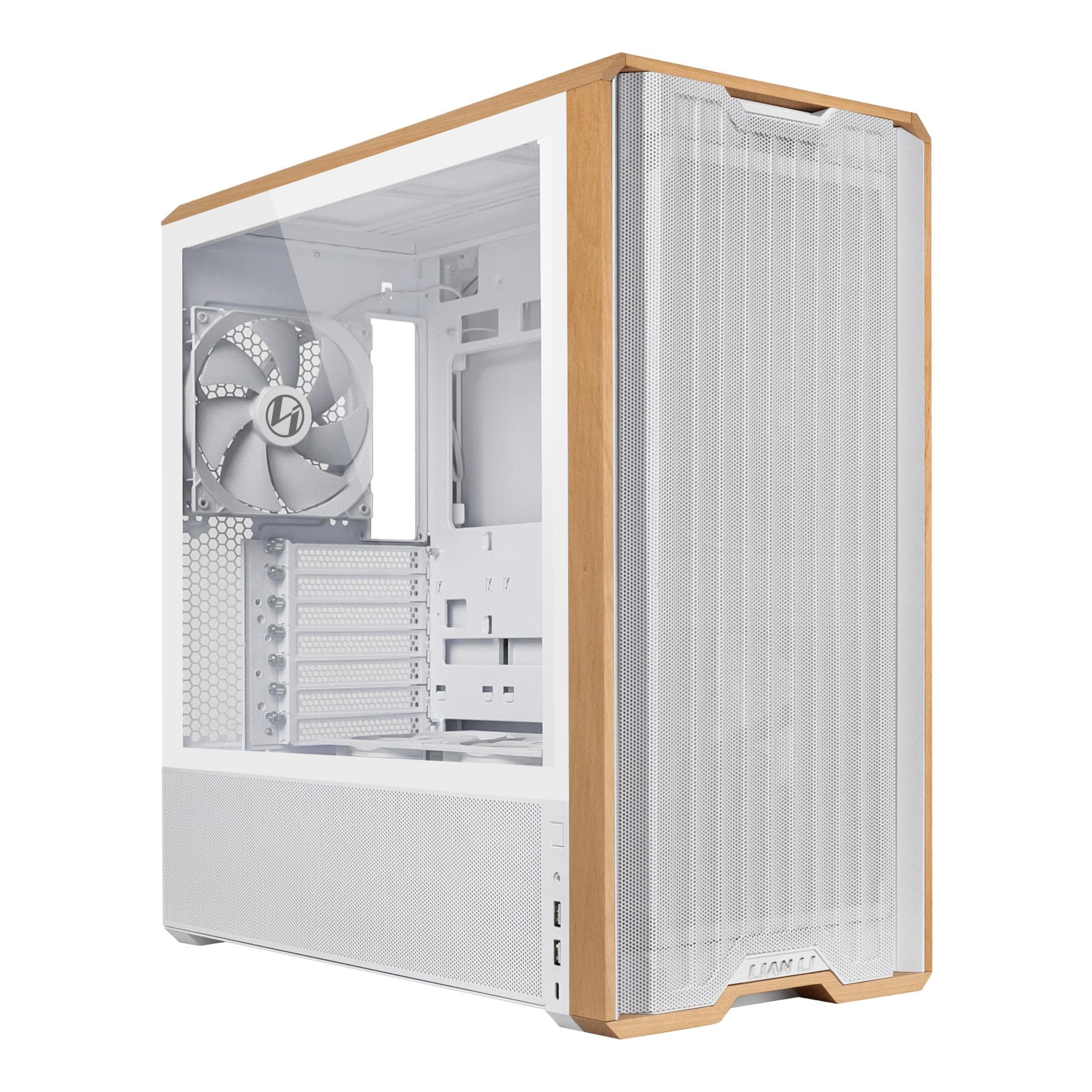 Корпус Lian Li Lancool 217, Midi-Tower, E-ATX, белый с деревом