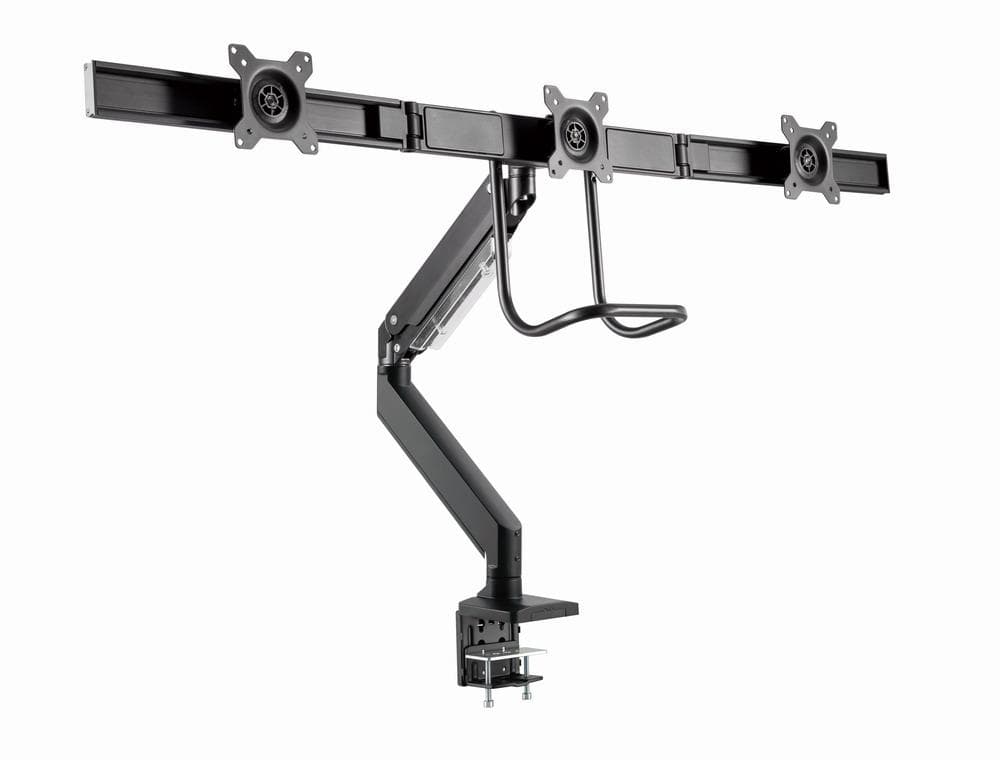 Gembird MA-DA3-03 triple monitor desk mount, 17–27″, gas spring