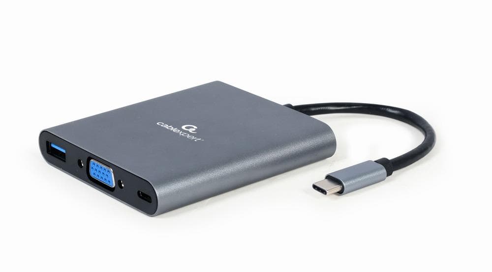 USB-C адаптер Gembird A-CM-COMBO6-01, 6 в 1, HDMI, VGA, PD 60 Вт