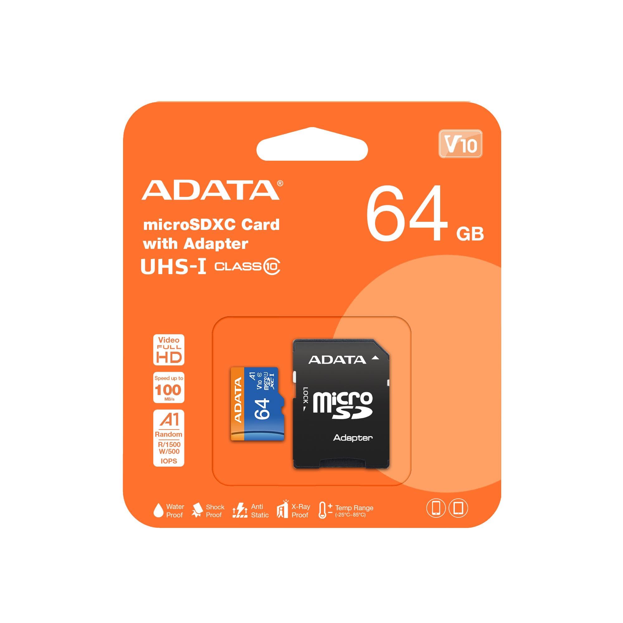 ADATA Premier 64GB microSDXC Memory Card UHS-I Class 10, U1