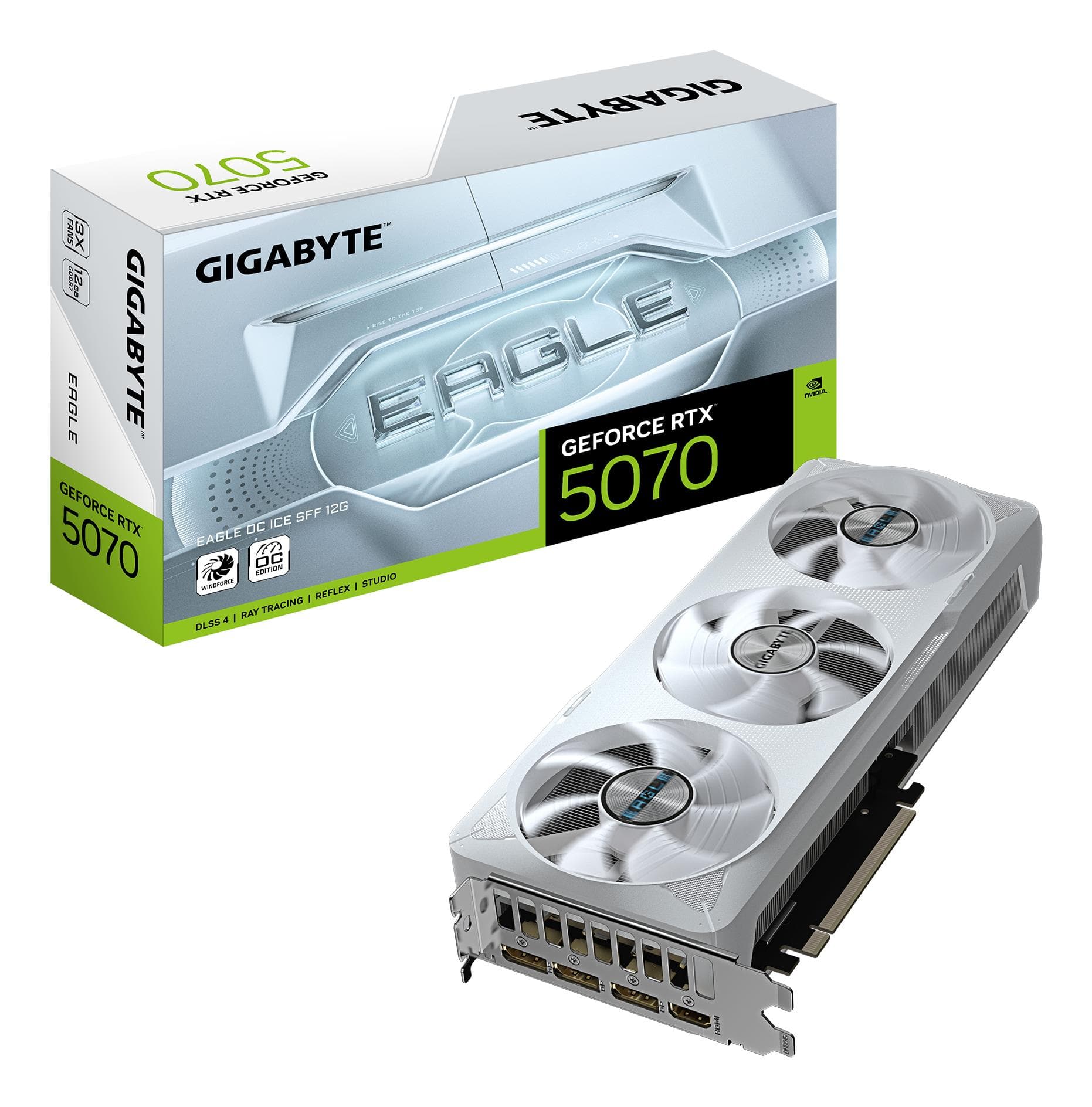 Видеокарта GIGABYTE GeForce RTX 5070 EAGLE OC ICE SFF, 12 ГБ GDDR7, белая