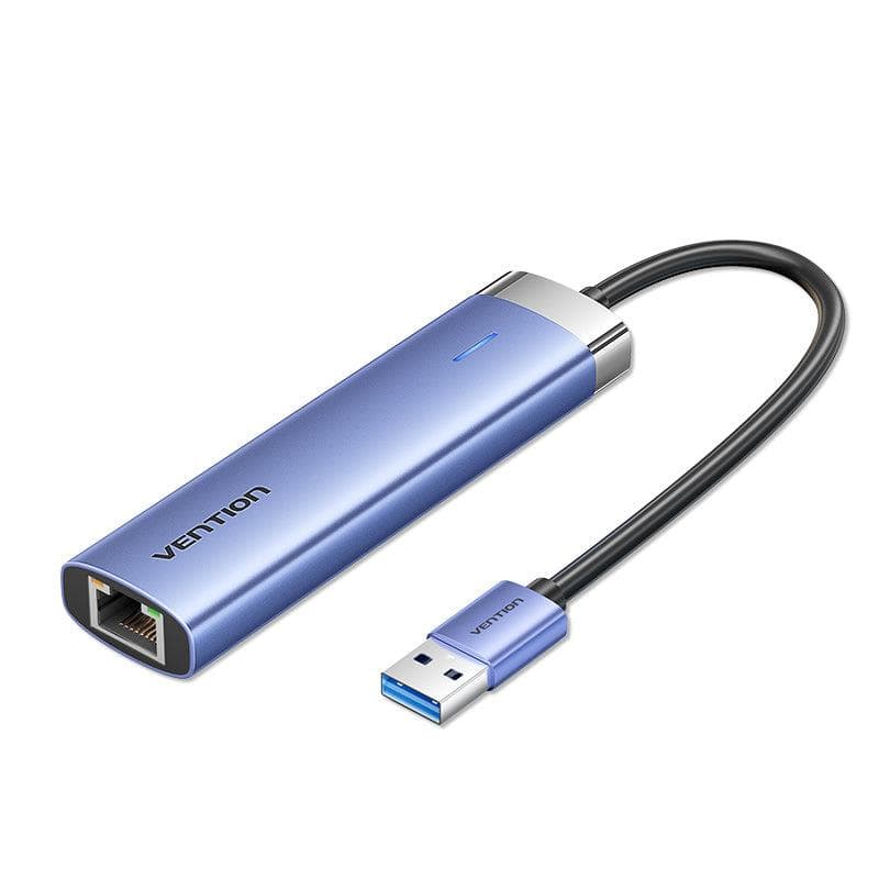 Vention TGFSB 5-in-1 USB hub, 3 × USB 3.0, Gigabit LAN, blue