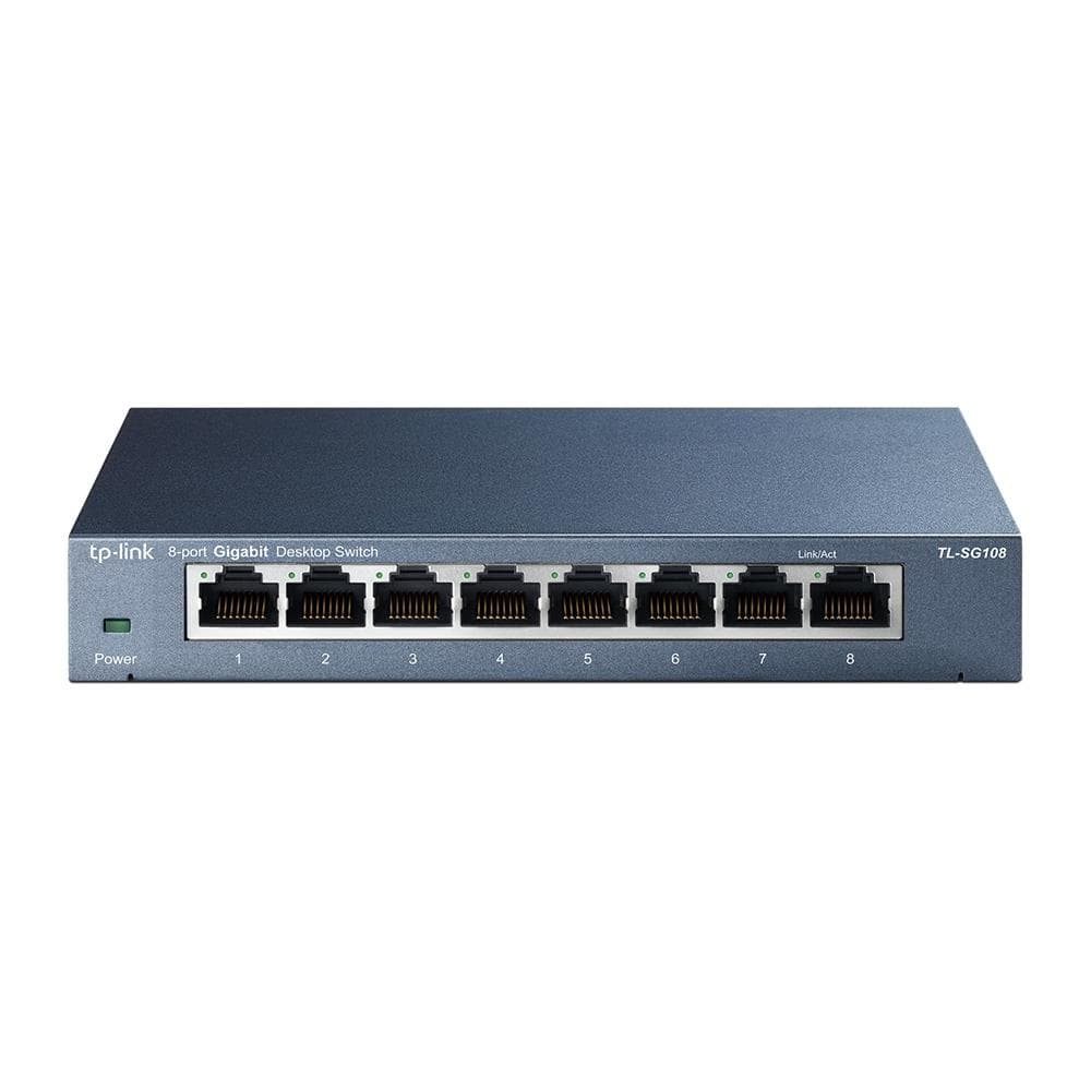 Коммутатор TP-Link TL-SG108, 8 портов, Gigabit Ethernet, стальной корпус
