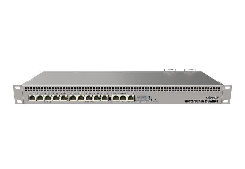 MikroTik RB1100AHx4 rack router, 13 × Gigabit, 1U