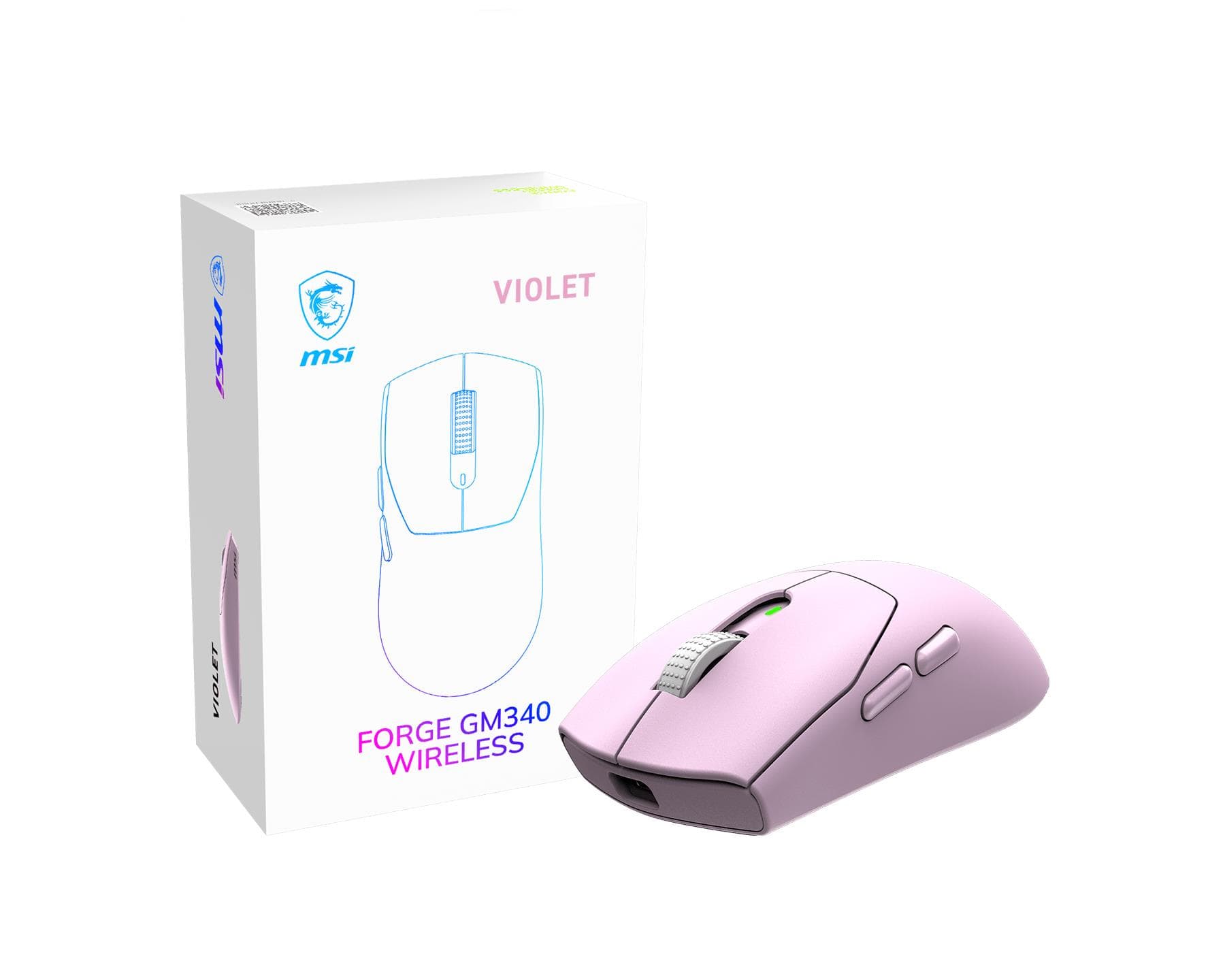 MSI FORGE GM340 WRL violetne juhtmeta hiir – 12000 DPI