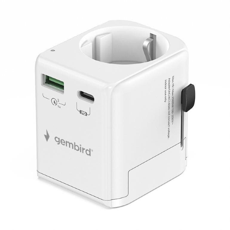 Gembird 20W White Grounded Power Adapter – Fast Charge