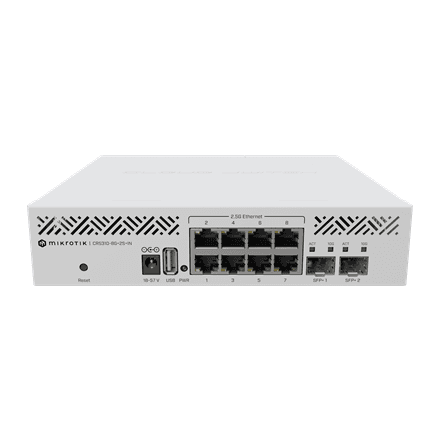 Коммутатор MikroTik CRS310-8G+2S+IN: 8 портов RJ-45, 2 порта SFP+