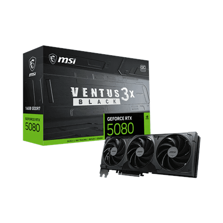 Videokaart MSI GeForce RTX 5080 VENTUS 3X OC BLACK, 16 GB GDDR7