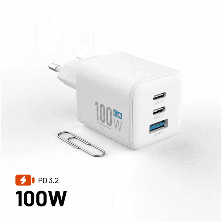 Fixed GaN võrgulaadija Mini FIXCG100M-2C1A-WH, 100 W, valge
