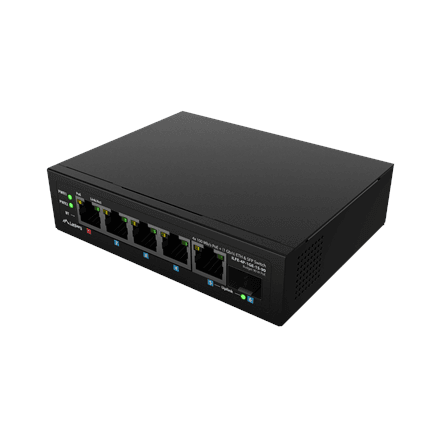 Коммутатор Lanberg ILFE-4P-1GE-1S-90, 4 порта PoE, на DIN-рейку