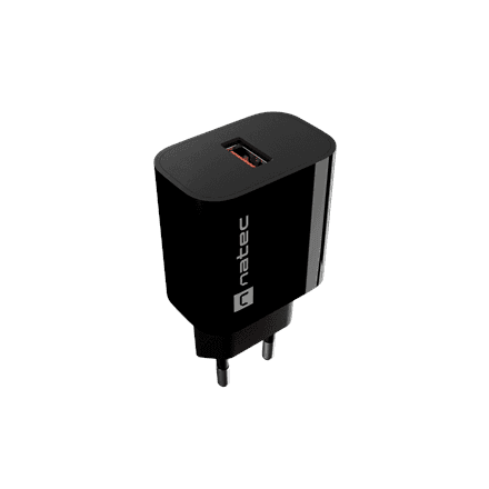 Сетевое зарядное устройство Natec Ribera, 18 Вт, USB-A, чёрный, NUC-2393