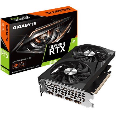 GIGABYTE GeForce RTX 3050 WINDFORCE OC V2 graphics card, 8 GB GDDR6