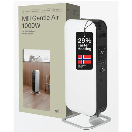 Õliradiaator Mill AB-H1000DN, 1000 W, LED-ekraan, valge