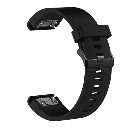 Fixed Silicone Strap for Garmin QuickFit 20mm, silicone, black