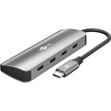 Goobay Slim 76565 USB-C hub, 4 × USB-C, 10 Gbit/s, grey