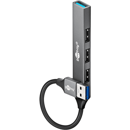 Goobay Slim 74456 USB hub, USB-A to 4 × USB-A, 5 Gbit/s