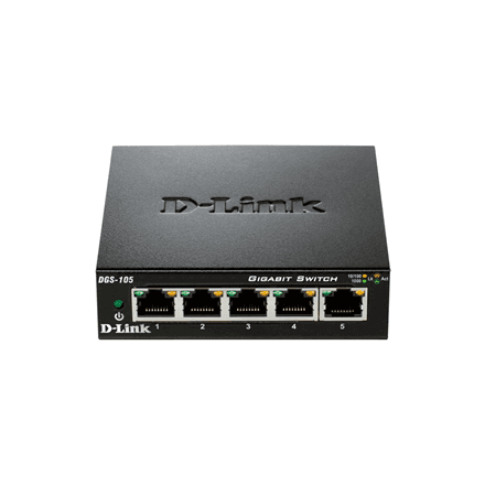 D-Link DGS-105/E — неуправляемый коммутатор, 5 портов Gigabit Ethernet