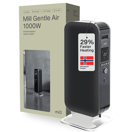 Õliradiaator Mill AB-H1000DN, 1000 W, LED-ekraan, must