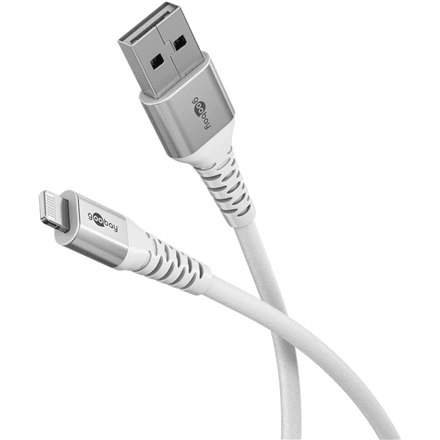 Lightning – USB-A kaabel Goobay, 2 m, pehme tekstiilümbrisega, 74512