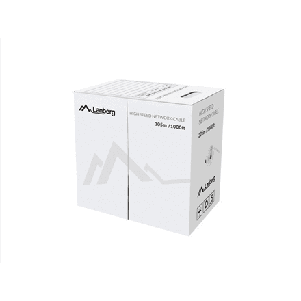 Кабель витая пара Lanberg Cat 6 U/UTP CU, бухта 305 м, серый