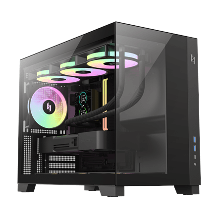 Gamemax Nex C33 Micro-ATX case, reverse-connector support, black