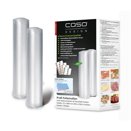 Вакуумные рулоны Caso 01225, 25 × 600 см, 2 шт., прозрачные