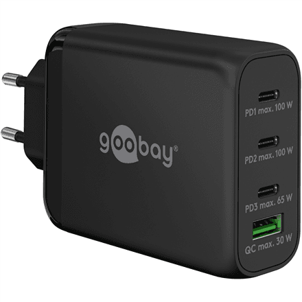 Зарядное устройство USB-C Goobay 65555, 100 Вт, GaN, чёрное