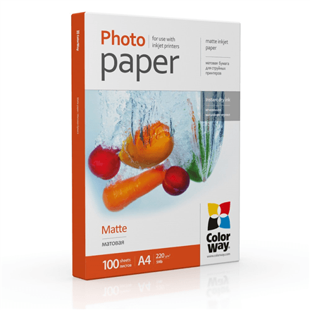 ColorWay matte photo paper, A4, 220 g/m², 100 sheets