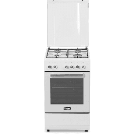 Плита Simfer 5405SERBB, газ, электродуховка, 50 см, белая