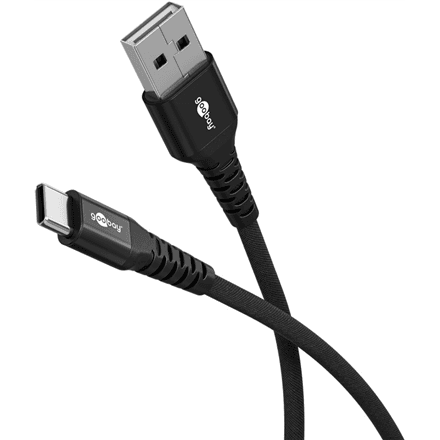 Goobay USB-C – USB-A kaabel 74527, 2 m, metallpistikud, tekstiilkaitse
