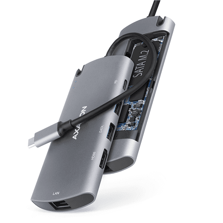 AXAGON HMC-6M2 Combo USB-C hub, 6-in-1, SuperSpeed