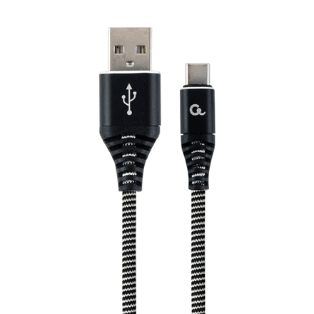 Cablexpert CC-USB2B-AMCM-1M-BW puuvillaga kaetud USB-C kaabel, 1 m