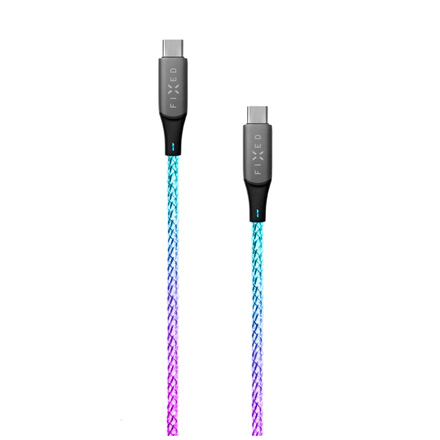 Helendav USB-C – USB-C laadimiskaabel Fixed, 1,2 m, 60 W, Rainbow