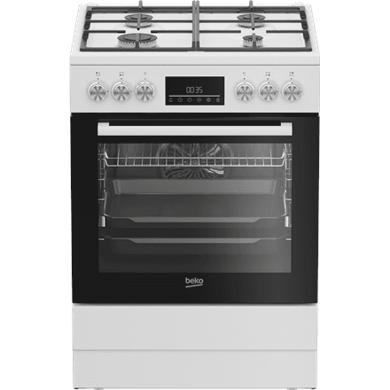 Плита Beko FBM62330GWDTN, газ, электродуховка, 60 см, белая