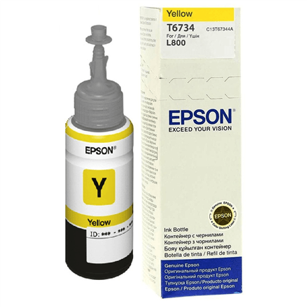 Чернила в бутылке Epson T6734, жёлтые, 70 мл