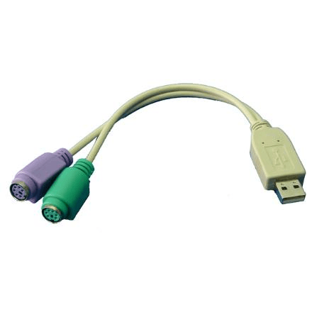 Logilink USB to Dual PS/2 Adapter, Grey, 0.2 m