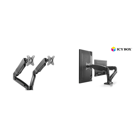 ICY BOX IB-MS304-T, Monitor stand with desk mounted base, for two screens, size up to 27'' | Raidsonic