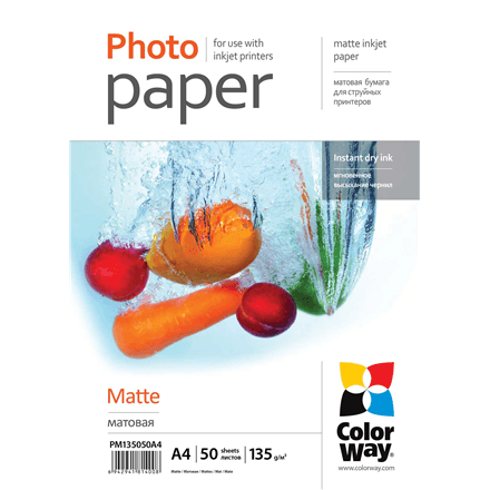 ColorWay matte photo paper, 135 g/m², A4, 50 sheets