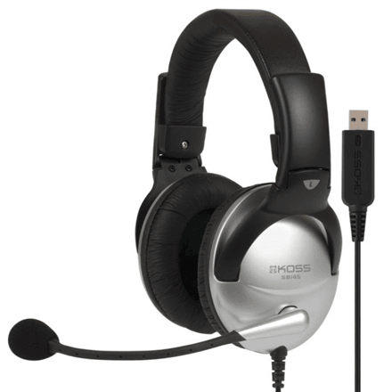 Koss | Gaming headphones | SB45 USB | Wired | On-Ear | Microphone | Silver/Black | Noise canceling