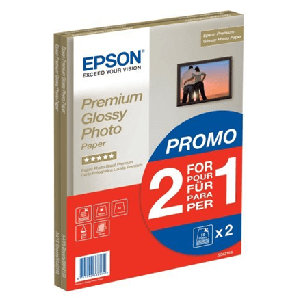 Epson Premium Glossy läikiv fotopaber, A4, 255 g/m², 30 lehte