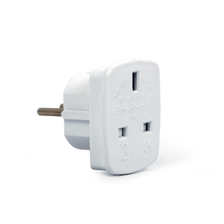 Gembird UK to EU Schuko Travel Adapter, 7.5 A, White