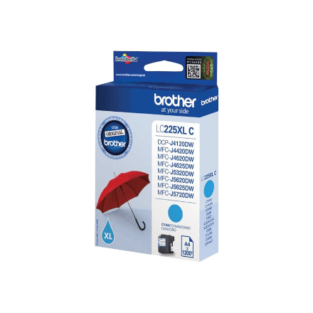 Brother LC225XLC ink cartridge, cyan, 1200 pages