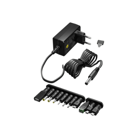 Goobay universaalne toiteplokk 3–12 V, max 7,2 W, must